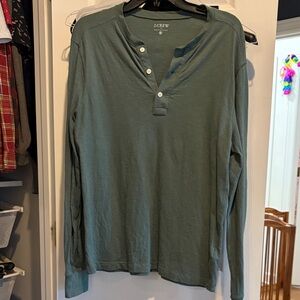 J.Crew Teal Long Sleeve Henley Shirt